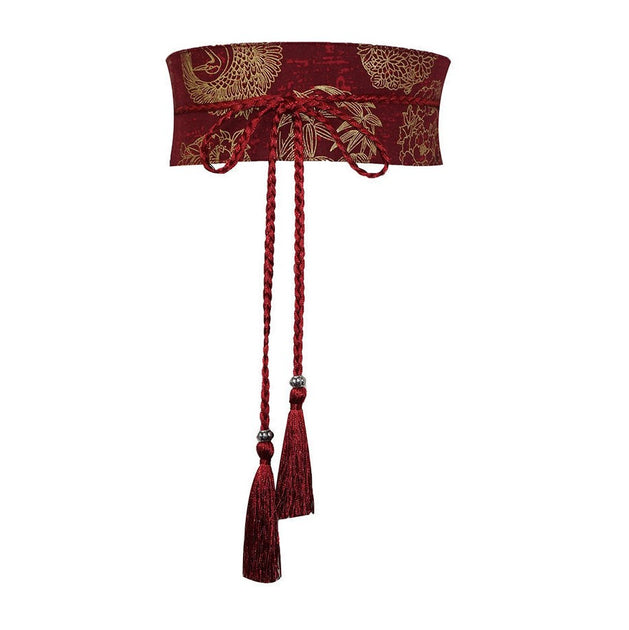 Red Crane Obi Sash for Women | Kimono Belt | Foxtume  display picture 1