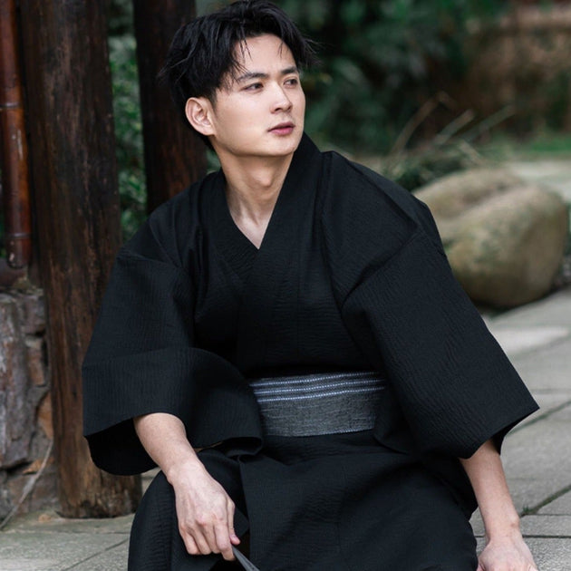 Men Black Festival Wear Yukata | Japanese Kimono Shop