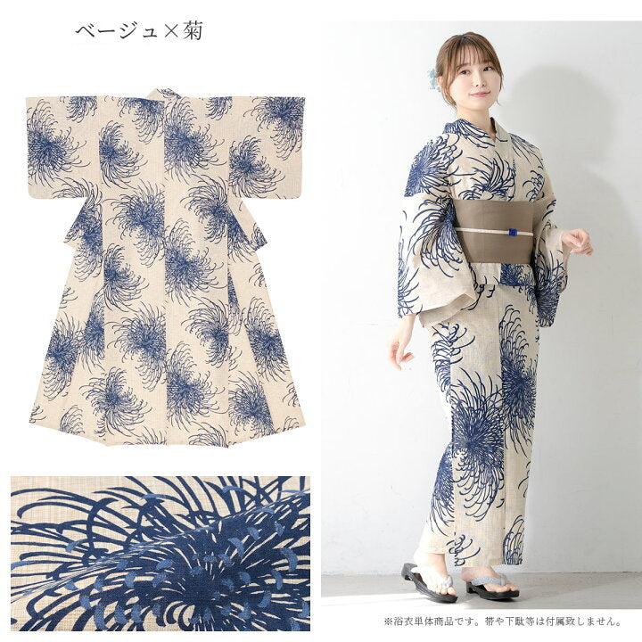 Traditional Japanese Cotton Linen Yukata Kimono for Festivals & Photography