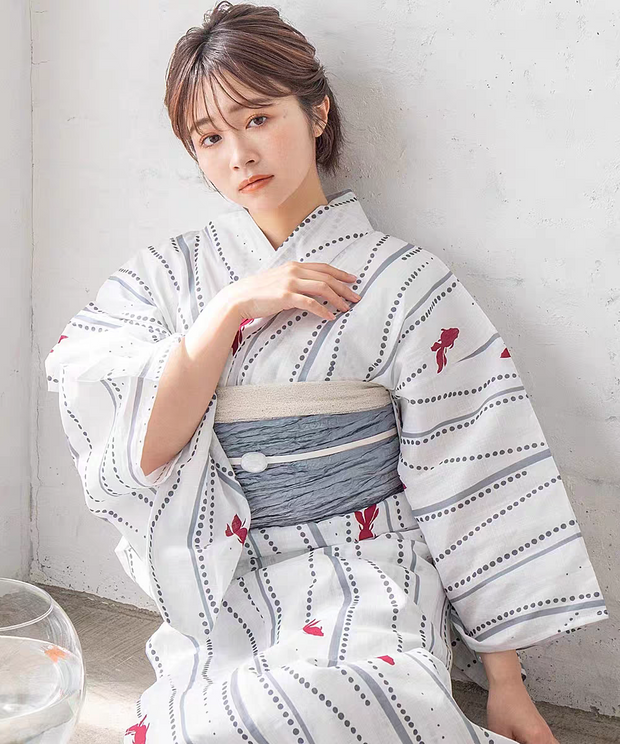 Foxtume White Goldfish Women Summer Yukata