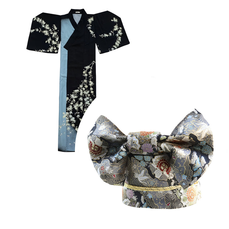 Black & Aqua Blue Women Festival Yukata