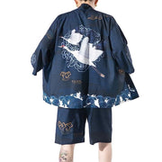 Blue Crane Kimono Shirt & Shorts Set