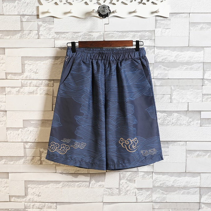 Blue Crane Kimono Shirt & Shorts Set