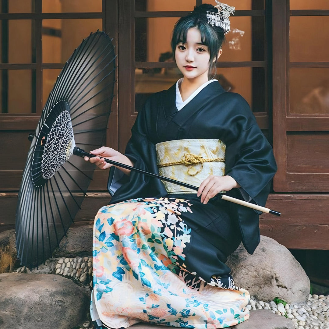 ファンデーション kimono4 Women Festival Wear Black Yukata [Hanabi] | Japanese Kimono Shop