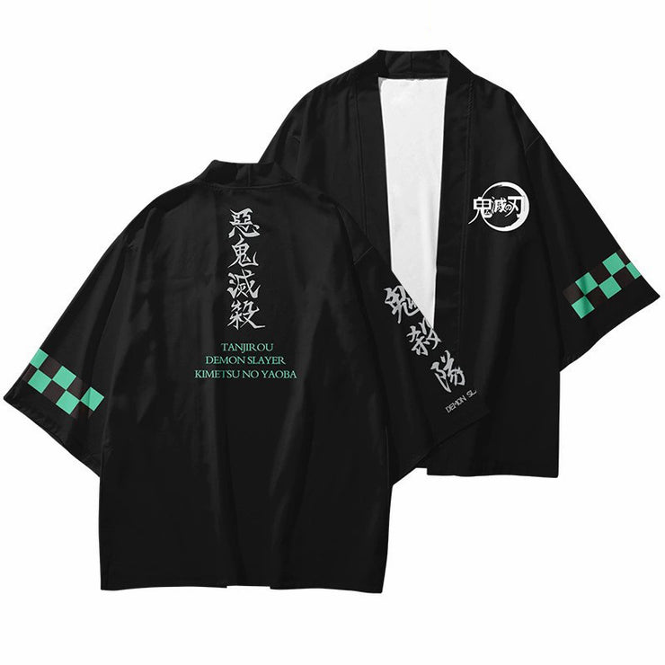 kimono-haori-demon-green-black-checked