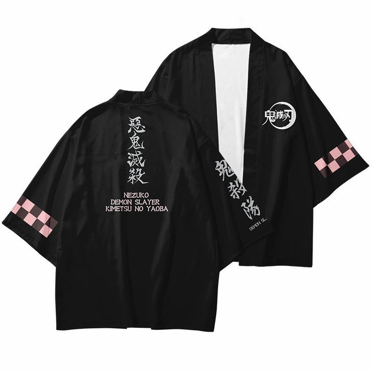 Black Pink Checked Demon Hunte Kimono Haori
