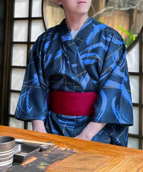 Men Brush Pattern Festival Wear Yukata