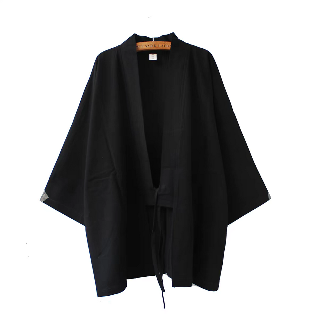 Black Traditional Japanese Style Women's Kimono Jacket Haori | Foxtume