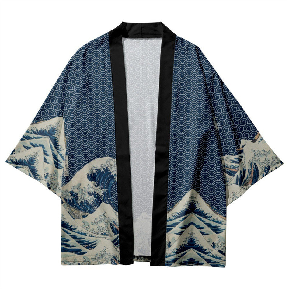 Seigaiha Great Wave Kimono Cardigan | Foxtume