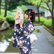 Women Midnight Plum Blossom Yukata and Obi Belt Set