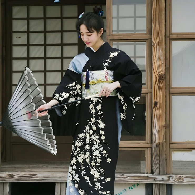 Black & Aqua Blue Women Festival Yukata
