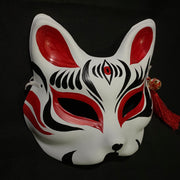 Half Face Kitsune Mask - The Third Eye in Red