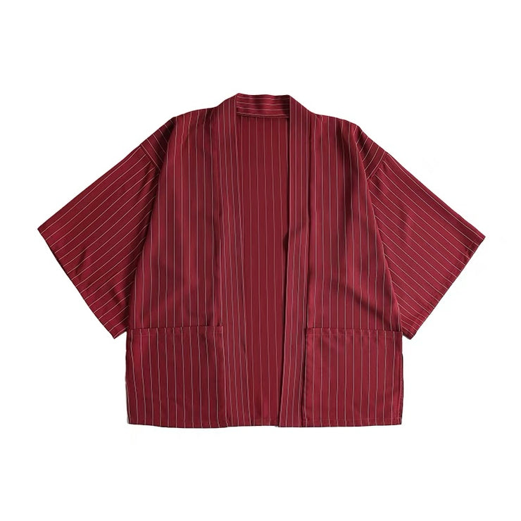 Red Striped Kimono Cardigan