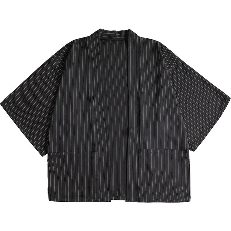 Black Striped Kimono Cardigan