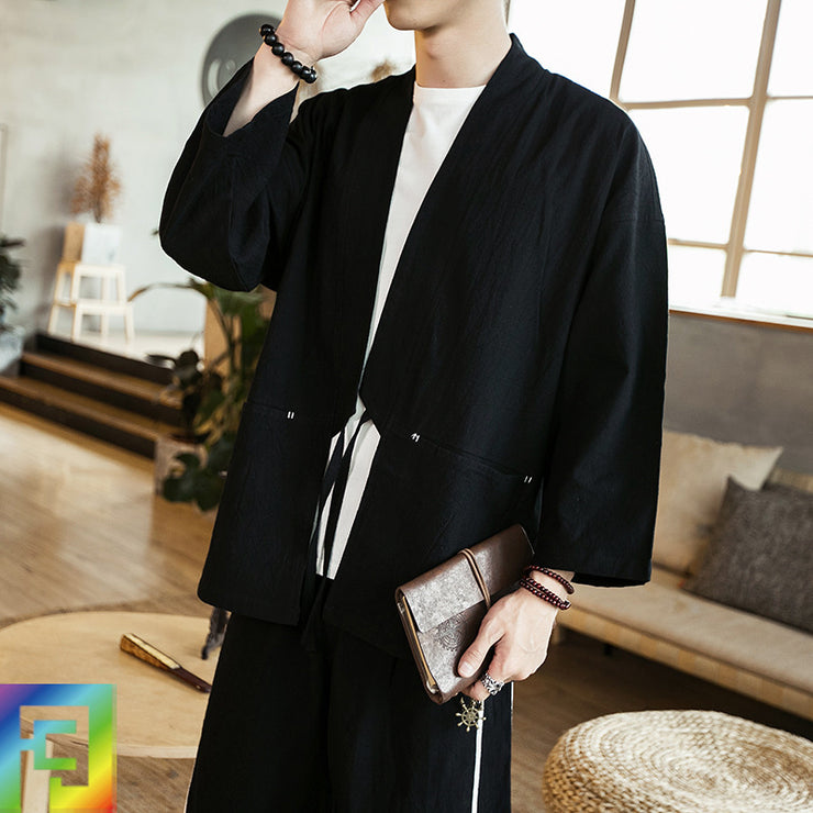 Traditional Japanese Style Men's Haori Kimono Jacket