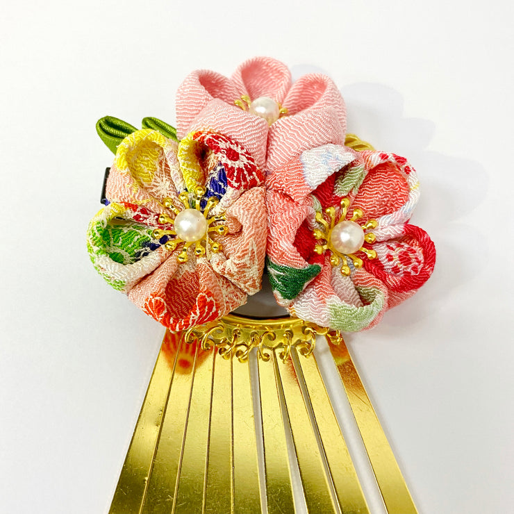 Handmade Tsumami Kanzashi Hair Clip 2 Pieces Set 【Pink Sakura】