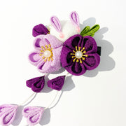 Handmade Tsumami Kanzashi Hair Clip 2 Pieces Set 【Purple Sakura x Rabbit】