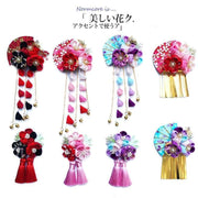 Accessory | Handmade Japanese Traditional Tsumami Kanzashi Hair Clip [Sakura Blossom X Hand Fan] | Foxtume