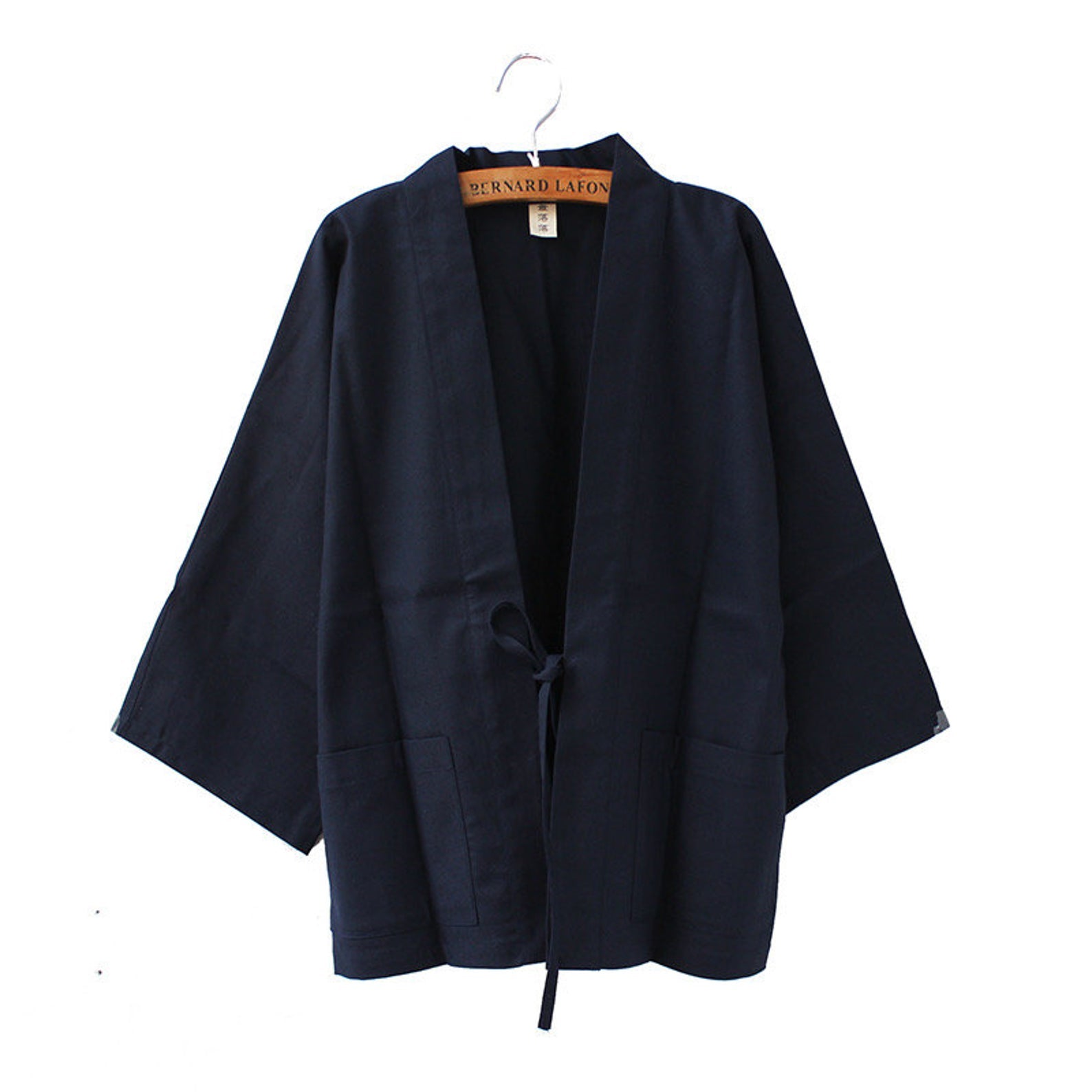 Black Linen Kimono Men Jacket Japanese Kimono Cardigan 