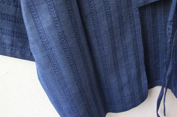 Women Blue Stripe Kimono Jacket Haori