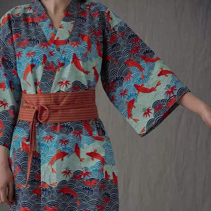 Yukata | Carp Ocean Wave Pattern Obi Belt Womens | Foxtume