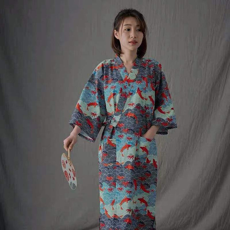 Yukata | Carp Ocean Wave Pattern Obi Belt Womens | Foxtume