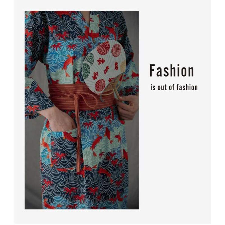 Yukata | Carp Ocean Wave Pattern Obi Belt Womens | Foxtume