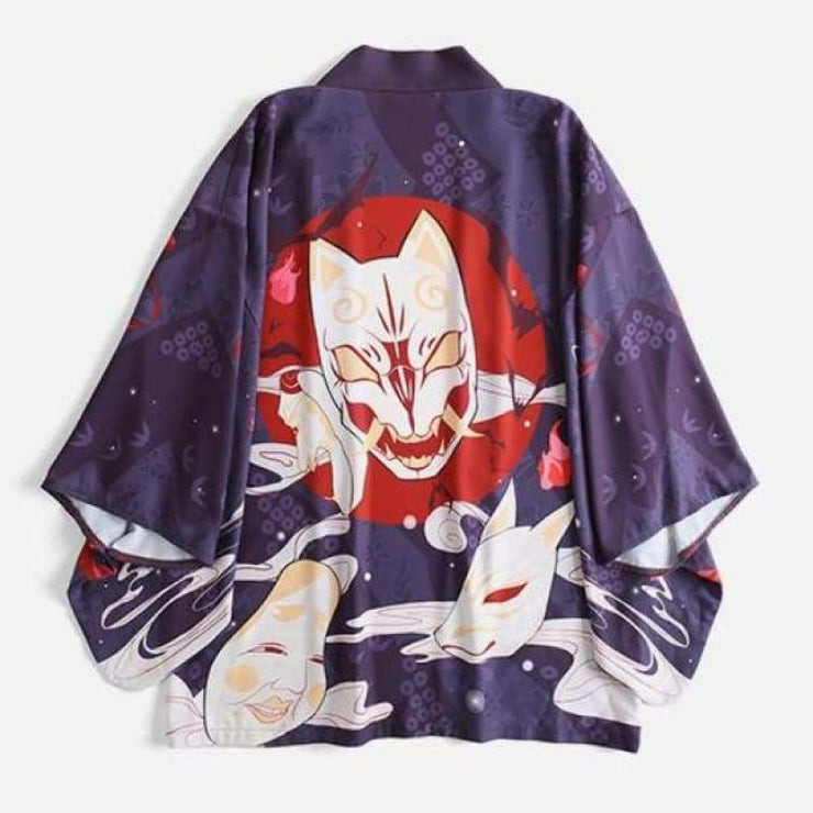 Haori | Evil Oni Kitsune Mask Kimono Cardigan | Foxtume