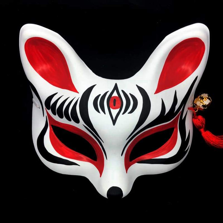 Kitsune Mask | Eye Level Japanese Fox - The Third In Red | Foxtume