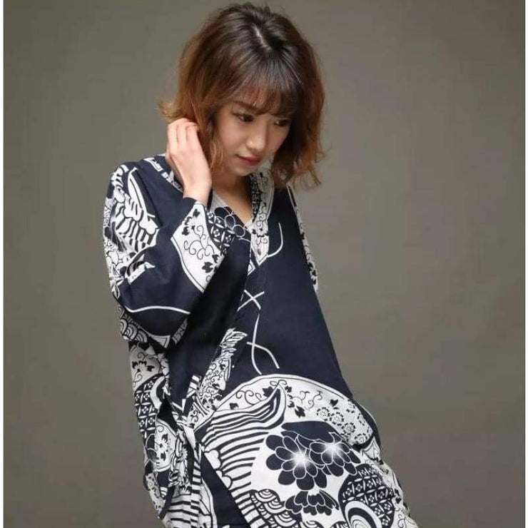Yukata | Fish Scale Pattern Women Nightgown | Foxtume