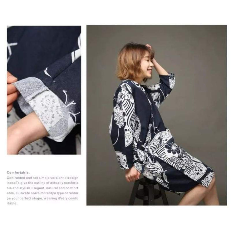 Yukata | Fish Scale Pattern Women Nightgown | Foxtume