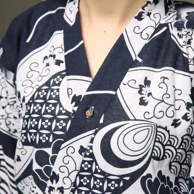 Yukata | Fish Scale Pattern Women Nightgown | Foxtume