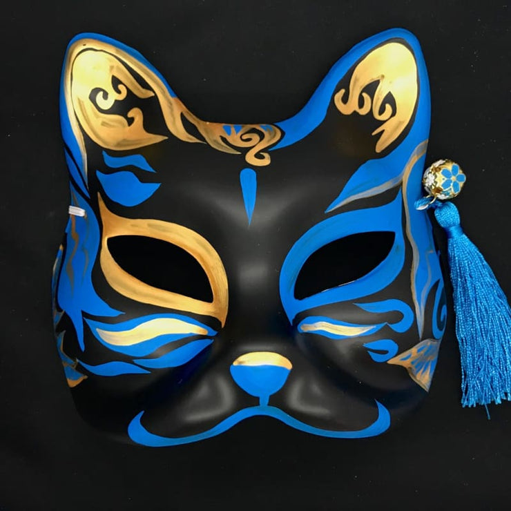 | Half Face Kitsune Mask - Blue Destiny | Foxtume
