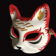 | Half Face Kitsune Mask - Floating Clouds | Foxtume