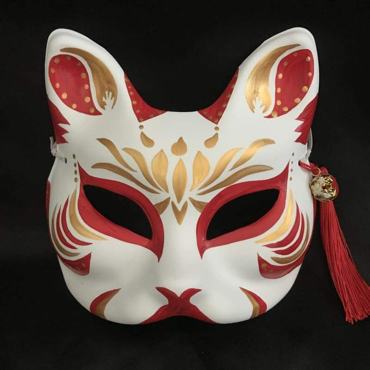 | Half Face Kitsune Mask - Golden Lotus | Foxtume