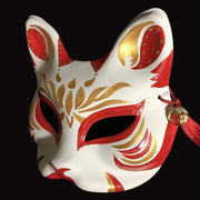 | Half Face Kitsune Mask - Golden Lotus | Foxtume