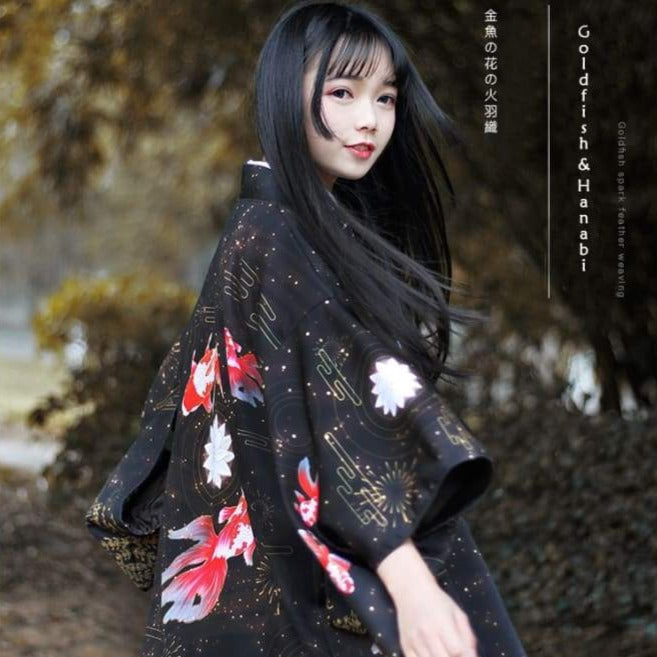 Haori | Hanabi Goldfish Kimono Cardigan | Foxtume