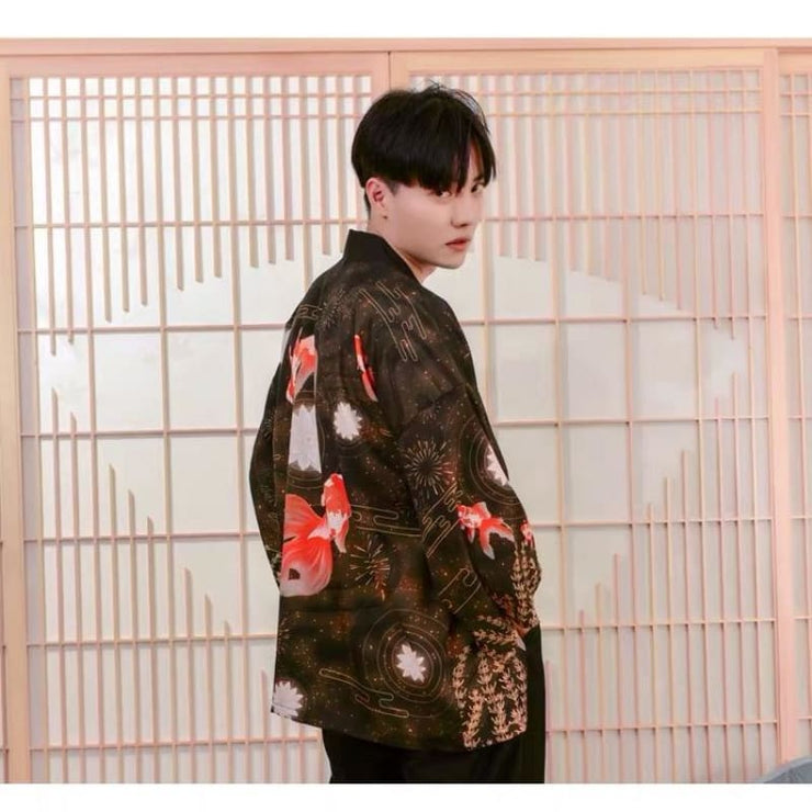 Haori | Hanabi Goldfish Kimono Cardigan | Foxtume