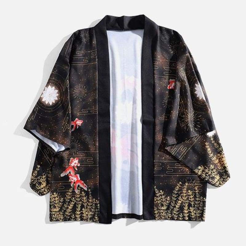 ジャケット・アウター juemi KIMONO Pillingless Cardigan GOKKILRW Mens Lightweight Japanese Style Kimono Jackets 3/4