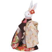 | Handmade Japanese Kimono Rabbit Music Box - Deluxe Bow Black | Foxtume