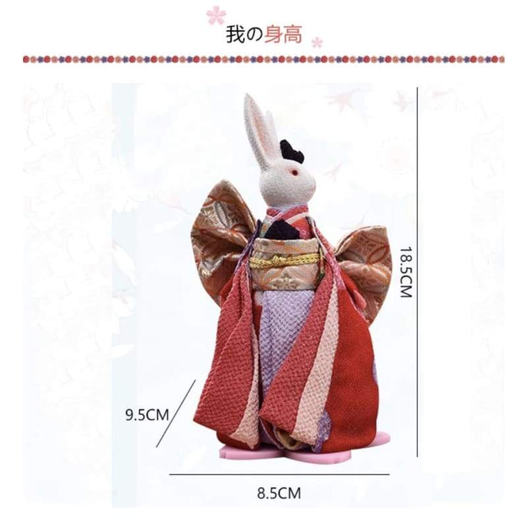 | Handmade Japanese Kimono Rabbit Music Box - Deluxe Bow Black | Foxtume