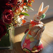 | Handmade Japanese Kimono Rabbit Music Box - Deluxe Bow Pink | Foxtume