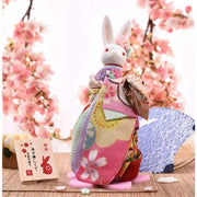 | Handmade Japanese Kimono Rabbit Music Box - Deluxe Bow Pink | Foxtume