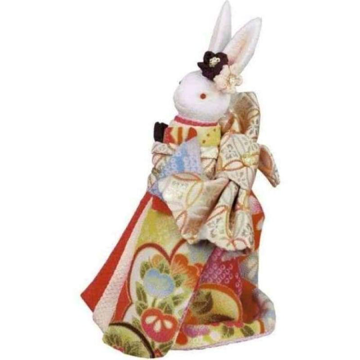 | Handmade Japanese Kimono Rabbit Music Box - Deluxe Bow Red | Foxtume