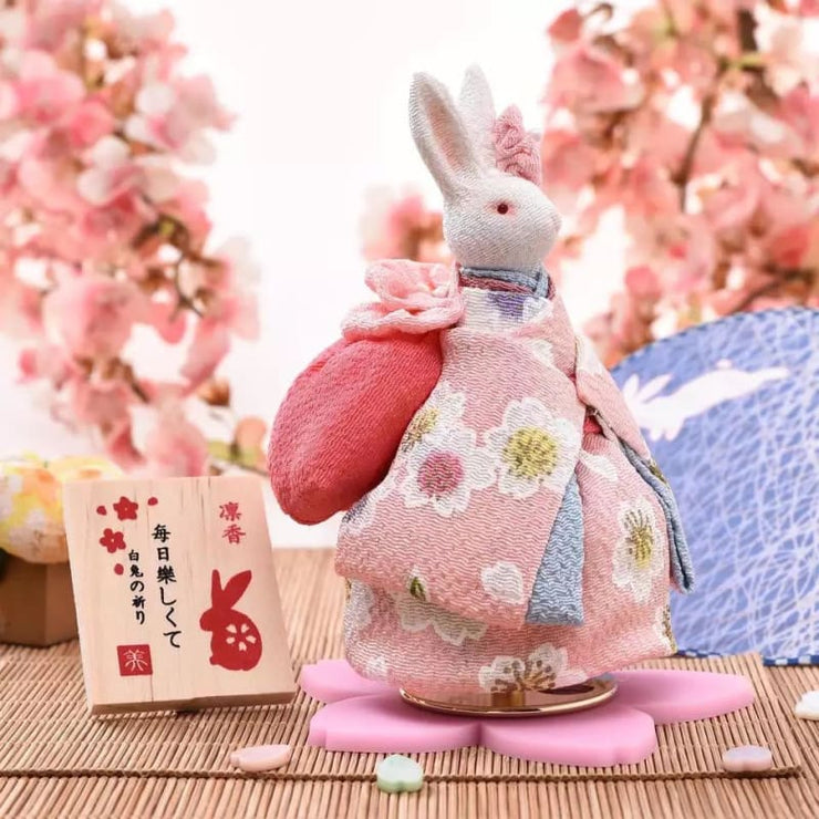 Music Box | Handmade Japanese Kimono Rabbit - Simple Pink Sakura | Foxtume