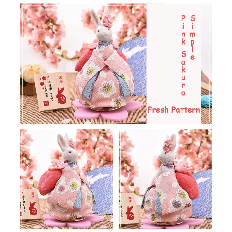 Music Box | Handmade Japanese Kimono Rabbit - Simple Pink Sakura | Foxtume
