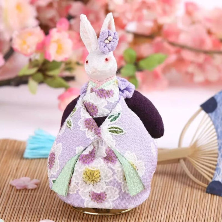 Music Box | Handmade Japanese Kimono Rabbit - Simple Purple Sakura | Foxtume