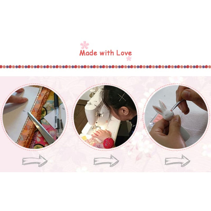 Music Box | Handmade Japanese Kimono Rabbit - Simple Red Sakura | Foxtume