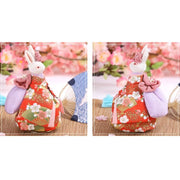Music Box | Handmade Japanese Kimono Rabbit - Simple Red Sakura | Foxtume