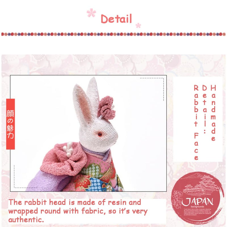 Music Box | Handmade Japanese Kimono Rabbit - Simple Red Sakura | Foxtume